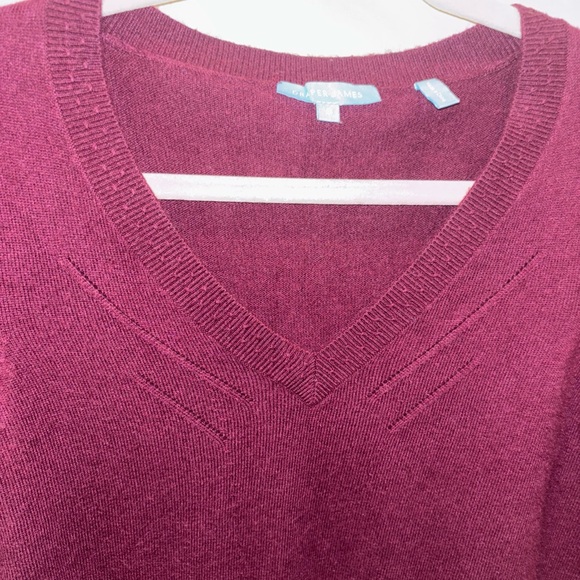 Draper James Burgundy V-Neck Plum Pullover Knit Top - Picture 2 of 8